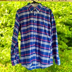 Brooks Brothers 1818 Regent Dress Shirt Mens Medium Cotton Non Iron Plaid 💙🤍